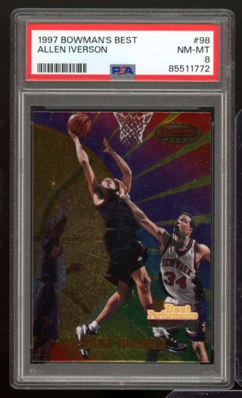 Allen Iverson Card 1997-98 Bowman's Best #98 PSA 8 Image 1