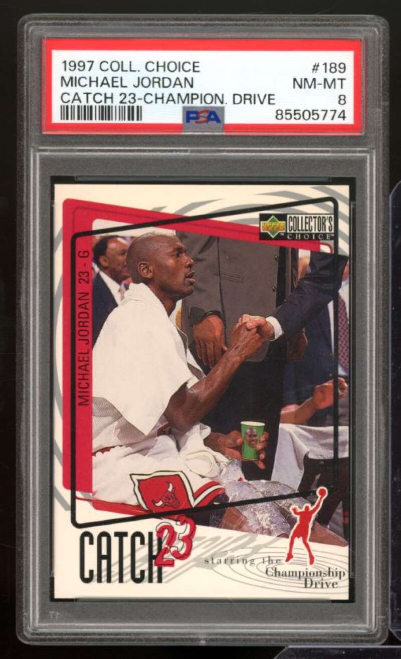 Michael Jordan Card 1997-98 Collector's Choice #189 PSA 8 Image 1