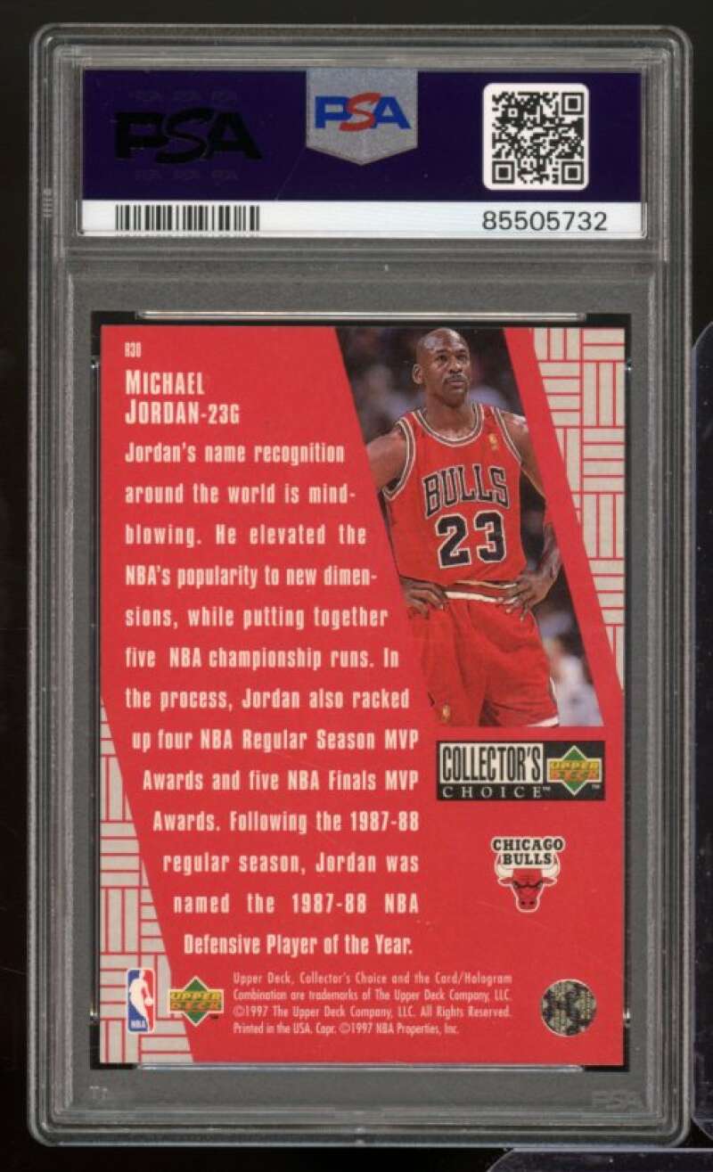 Michael Jordan Card 1997-98 Collector's Choice Crash The Game Prizes #R30 PSA 7 Image 2