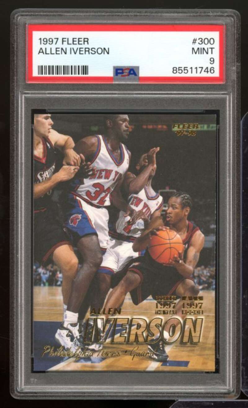 Allen Iverson Card 1997-98 Fleer #300 PSA 9 Image 1