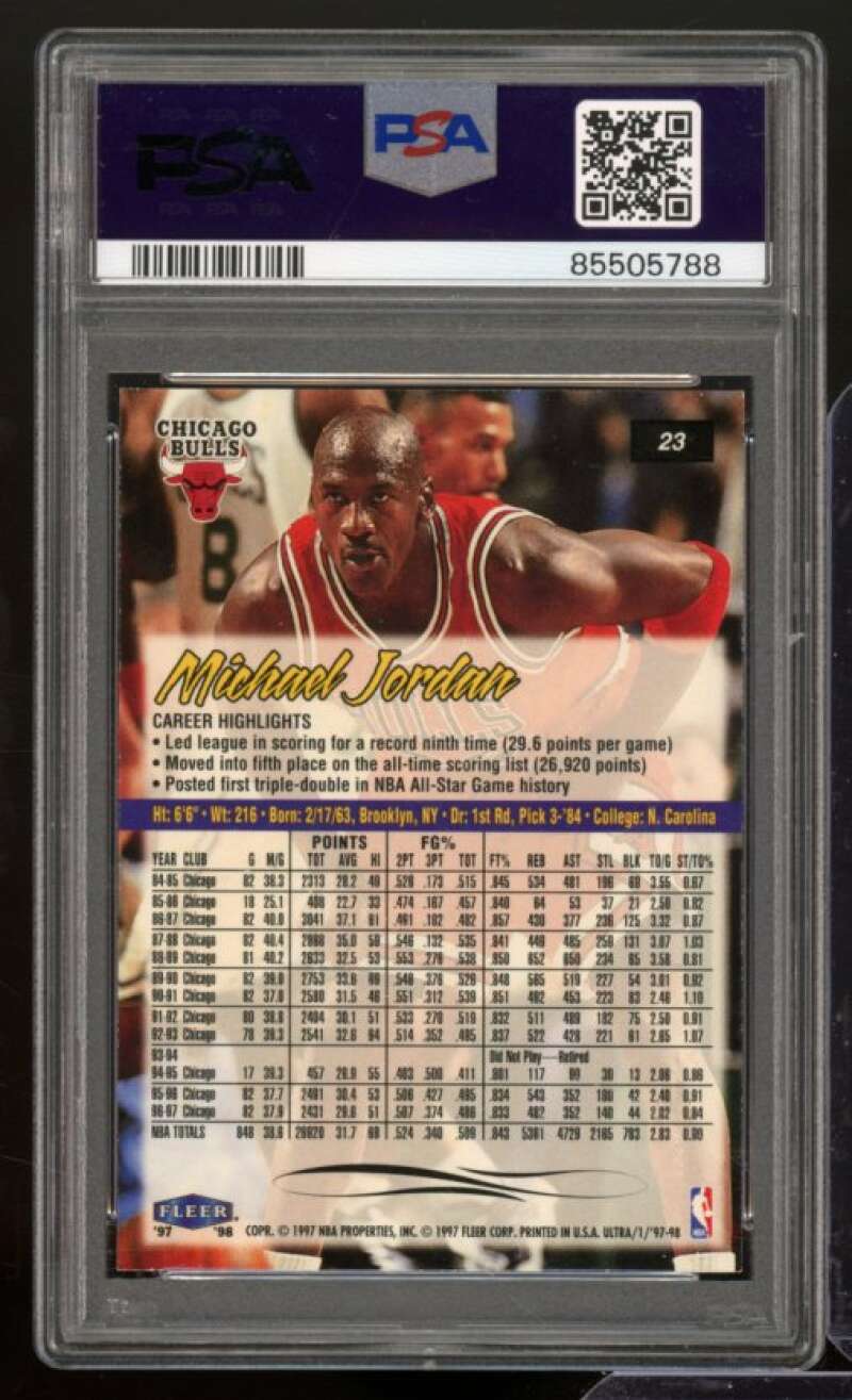 Michael Jordan Card 1997-98 Ultra #23 PSA 7 Image 2