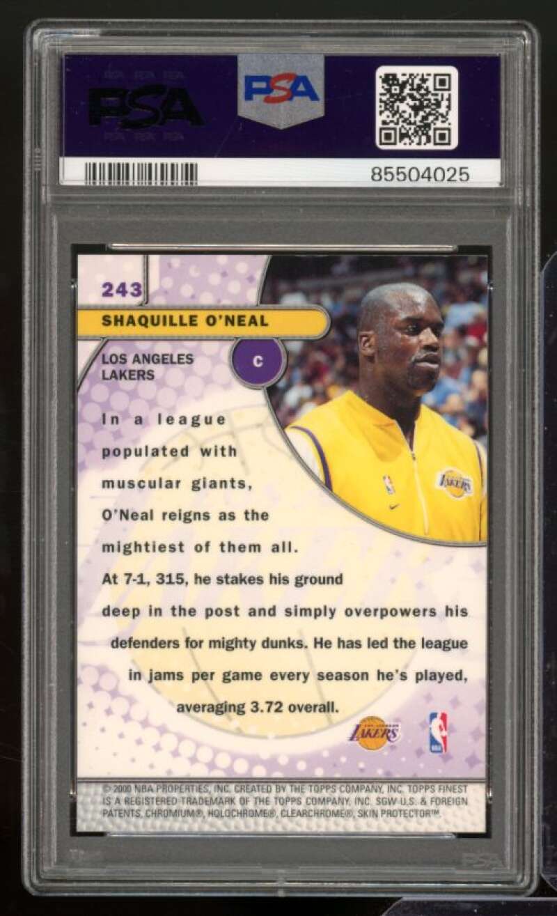 Shaquille O'Neal Card 1999-00 Finest #243 PSA 8 Image 2