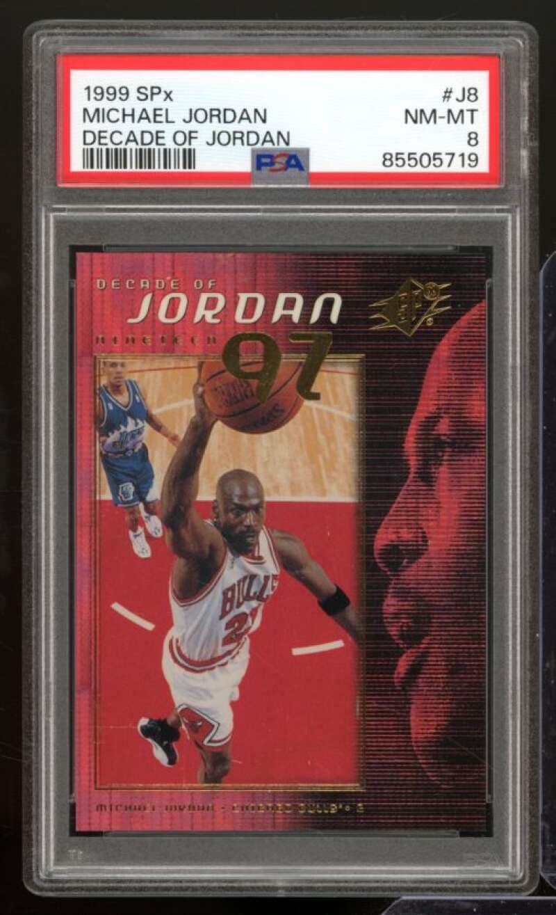 Michael Jordan Card 1999 SPx Decade Of Jordan #J8 PSA 8 Image 1