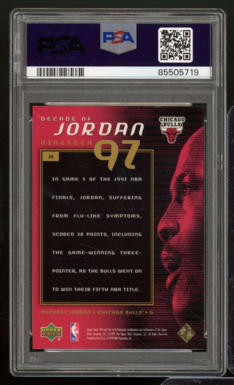 Michael Jordan Card 1999 SPx Decade Of Jordan #J8 PSA 8 Image 2