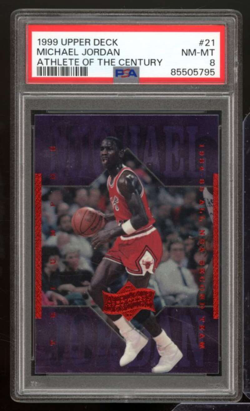 Michael Jordan Card 1999 Upper Deck Athlete Of The Century #21 PSA 8 Image 1