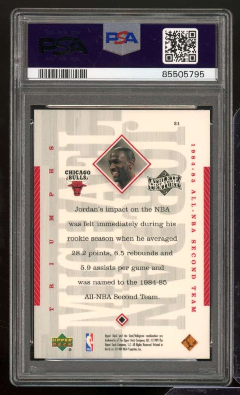 Michael Jordan Card 1999 Upper Deck Athlete Of The Century #21 PSA 8 Image 2