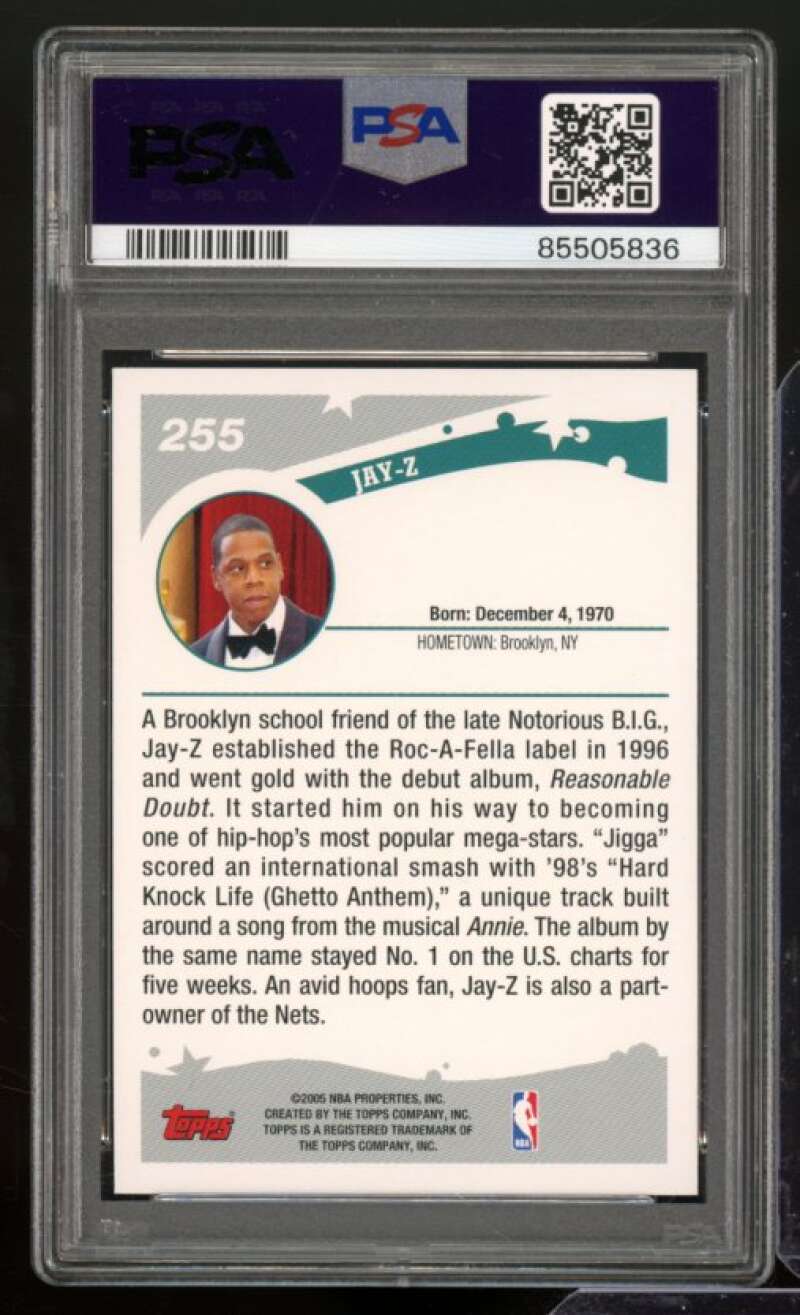 Jay-Z Card 2005-06 Topps #255 PSA 8 Image 2