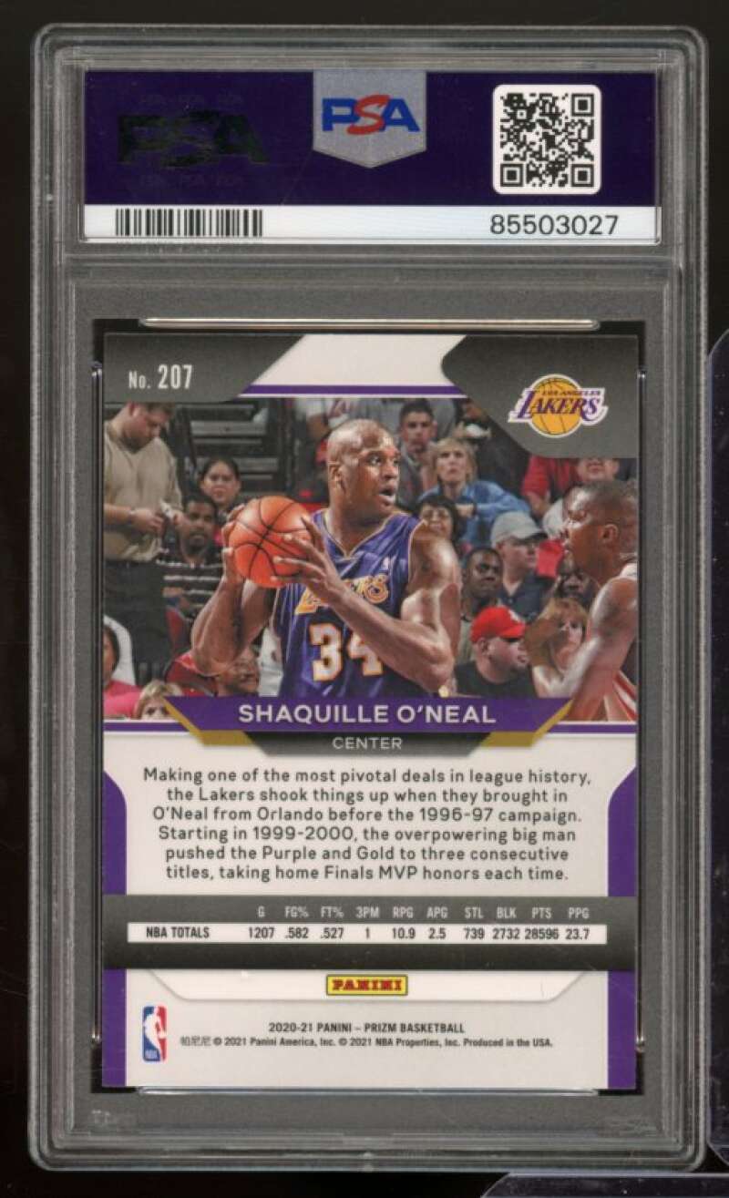 Shaquille O'Neal Card 2020-21 Panini Prizm #207 PSA 7 Image 2