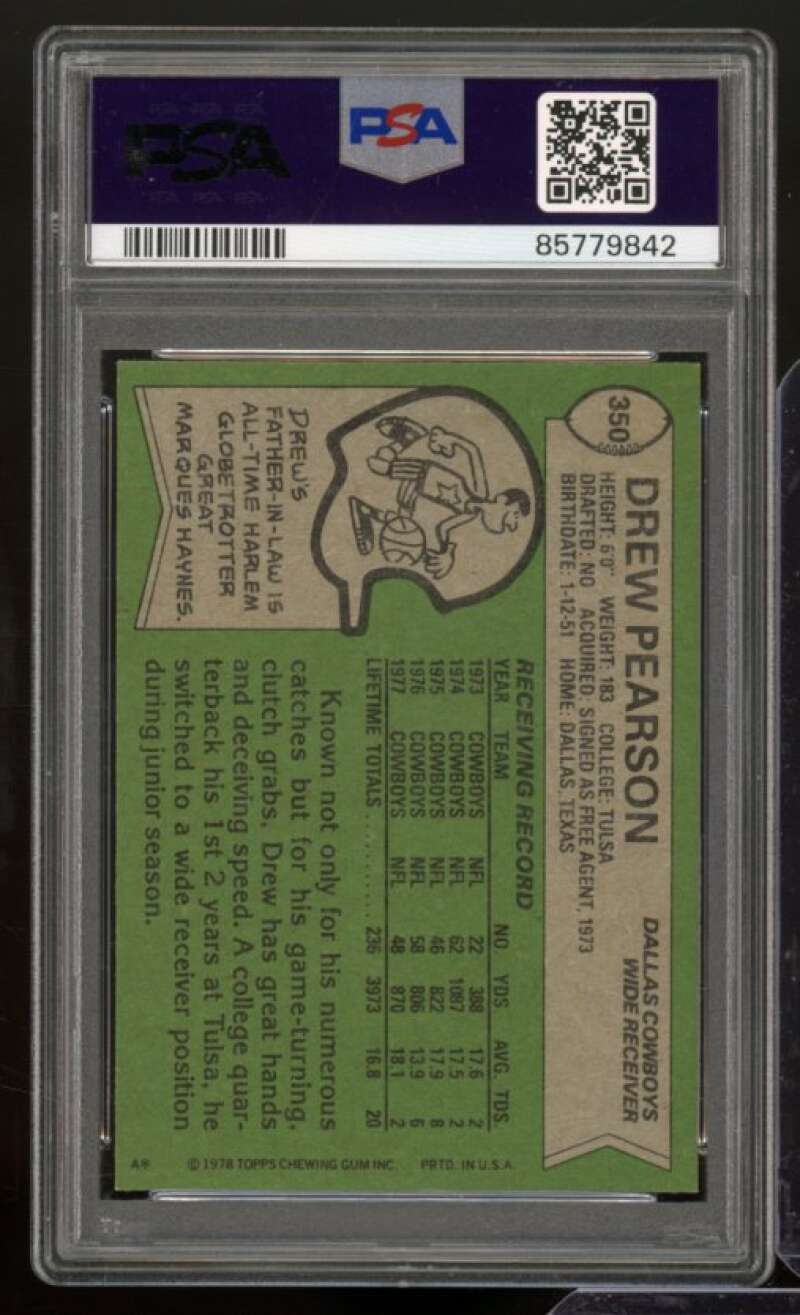 Drew Pearson Card 1978 Topps #350 PSA 7 Image 2