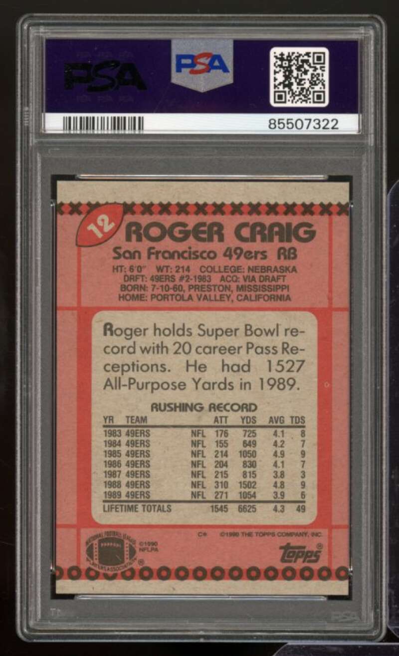 Roger Craig Card 1990 Topps #12 PSA 8 Image 2