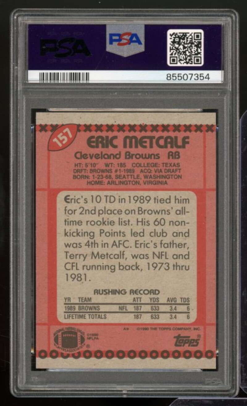 Eric Metcalf Card 1990 Topps #157 PSA 7 Image 2