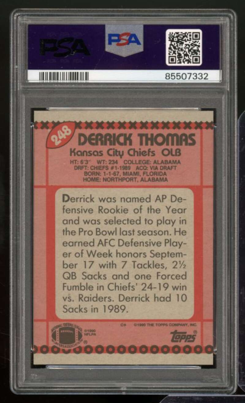 Derrick Thomas Card 1990 Topps #248 PSA 8 Image 2