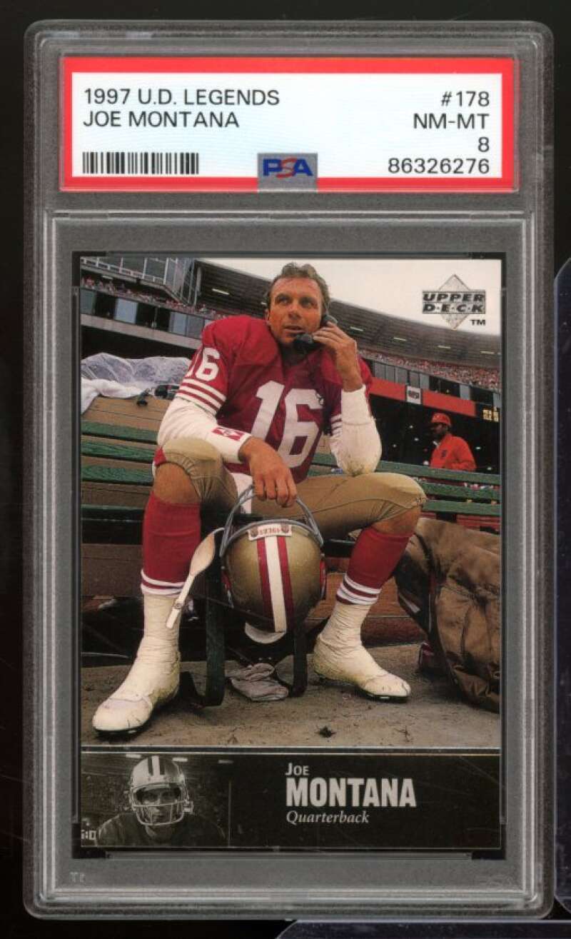 Joe Montana Card 1997 Upper Deck Legends #178 PSA 8 Image 1