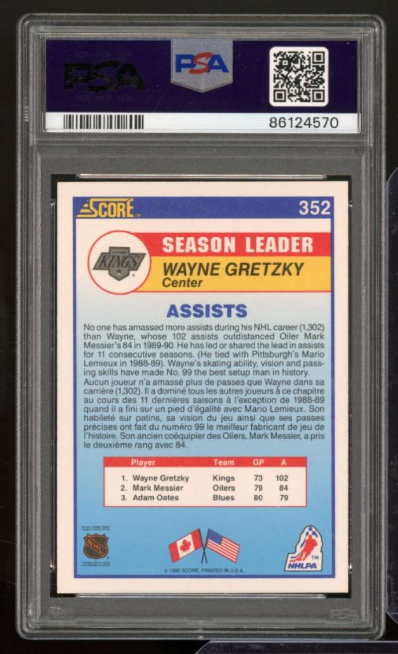 Wayne Gretzky Card 1990-91 Score Canadian #352 PSA 9 Image 2