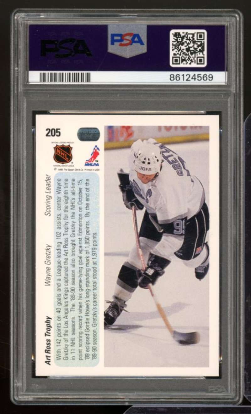 Wayne Gretzky Card 1990-91 Upper Deck #205 PSA 8 Image 2