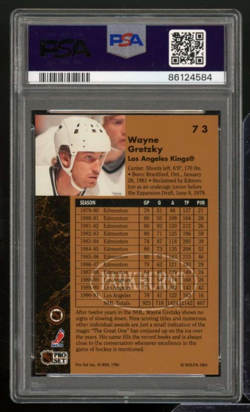 Wayne Gretzky Card 1991-92 Parkhurst #73 PSA 9 Image 2