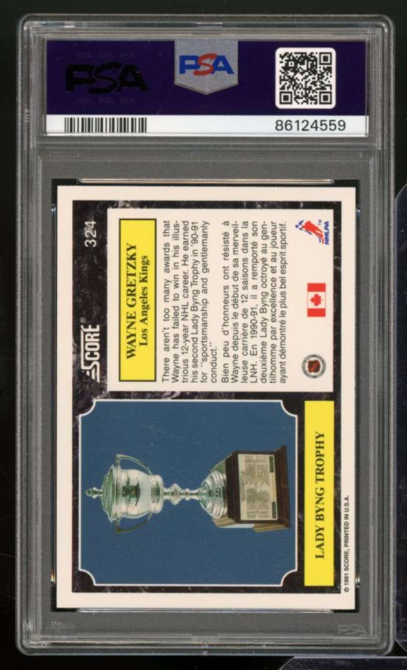 Wayne Gretzky Card 1991-92 Score Canadian #324 PSA 9 Image 2