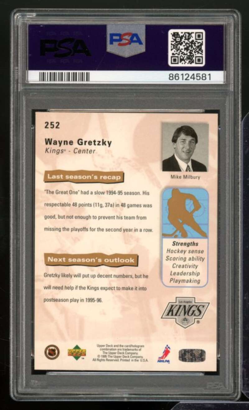 Wayne Gretzky Card 1995-96 Upper Deck #252 PSA 9 Image 2