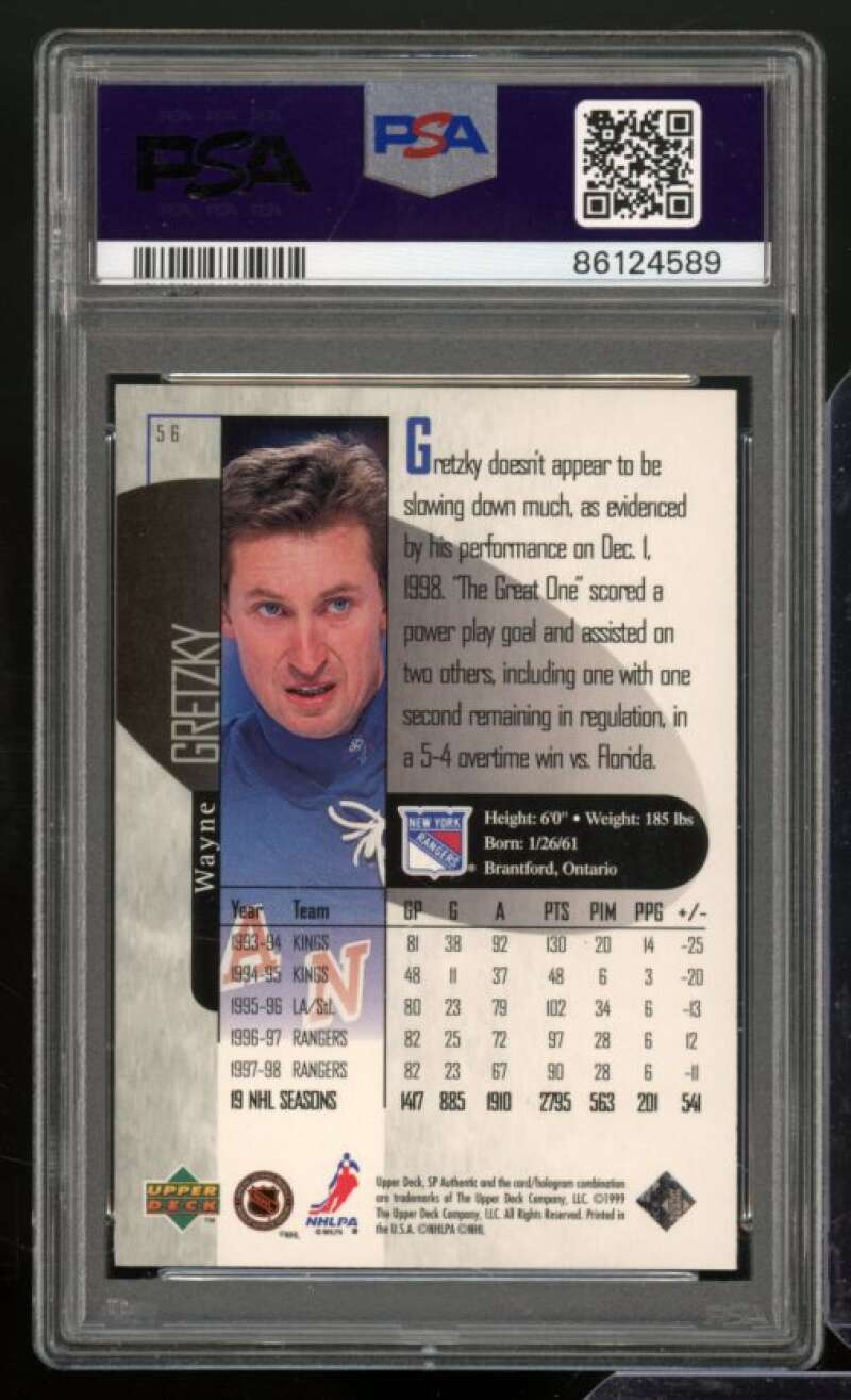 Wayne Gretzky Card 1998-99 SP Authentic #56 PSA 8 Image 2