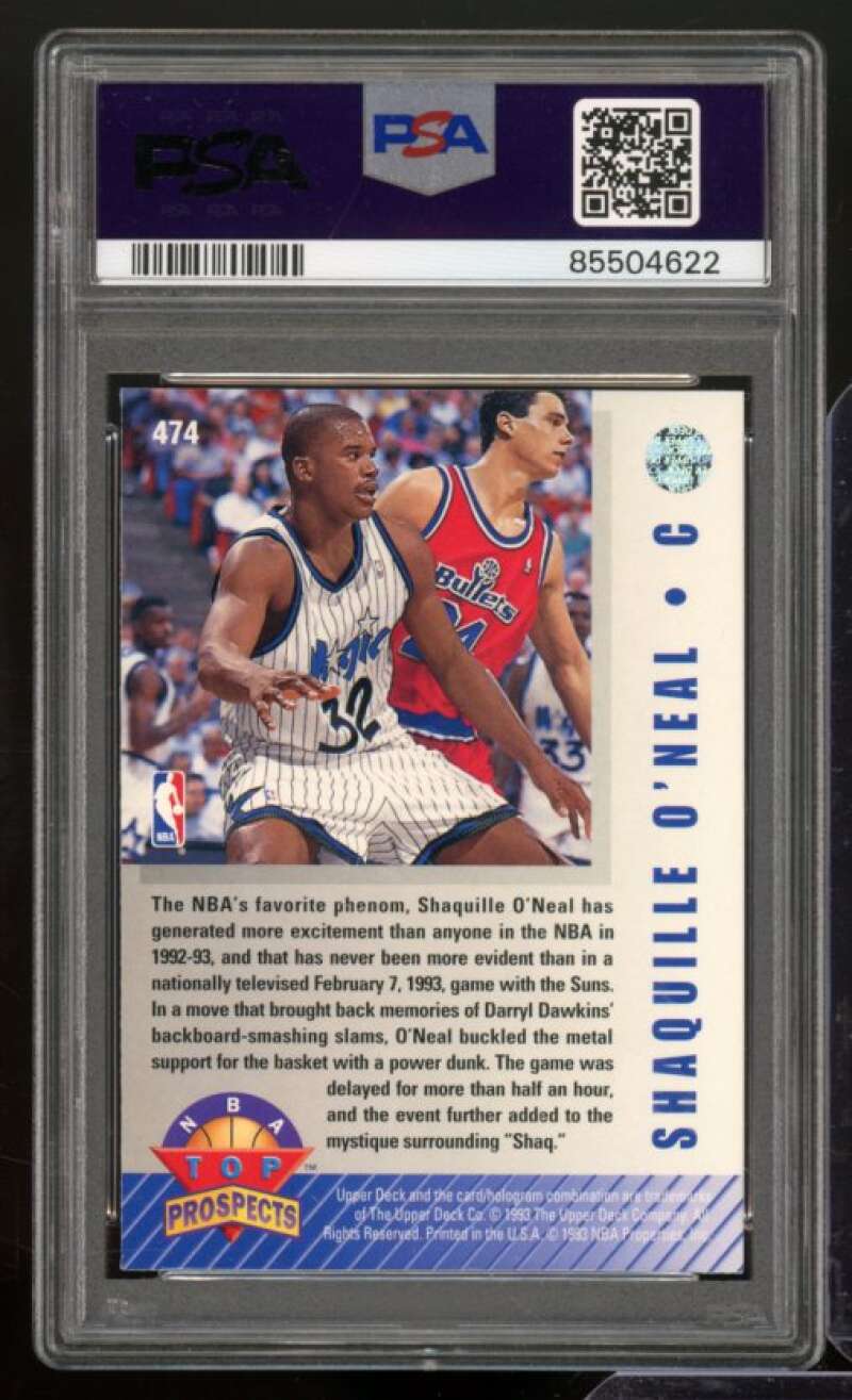 Shaquille O'Neal Rookie Card 1992-93 Upper Deck #474 PSA 7 Image 2