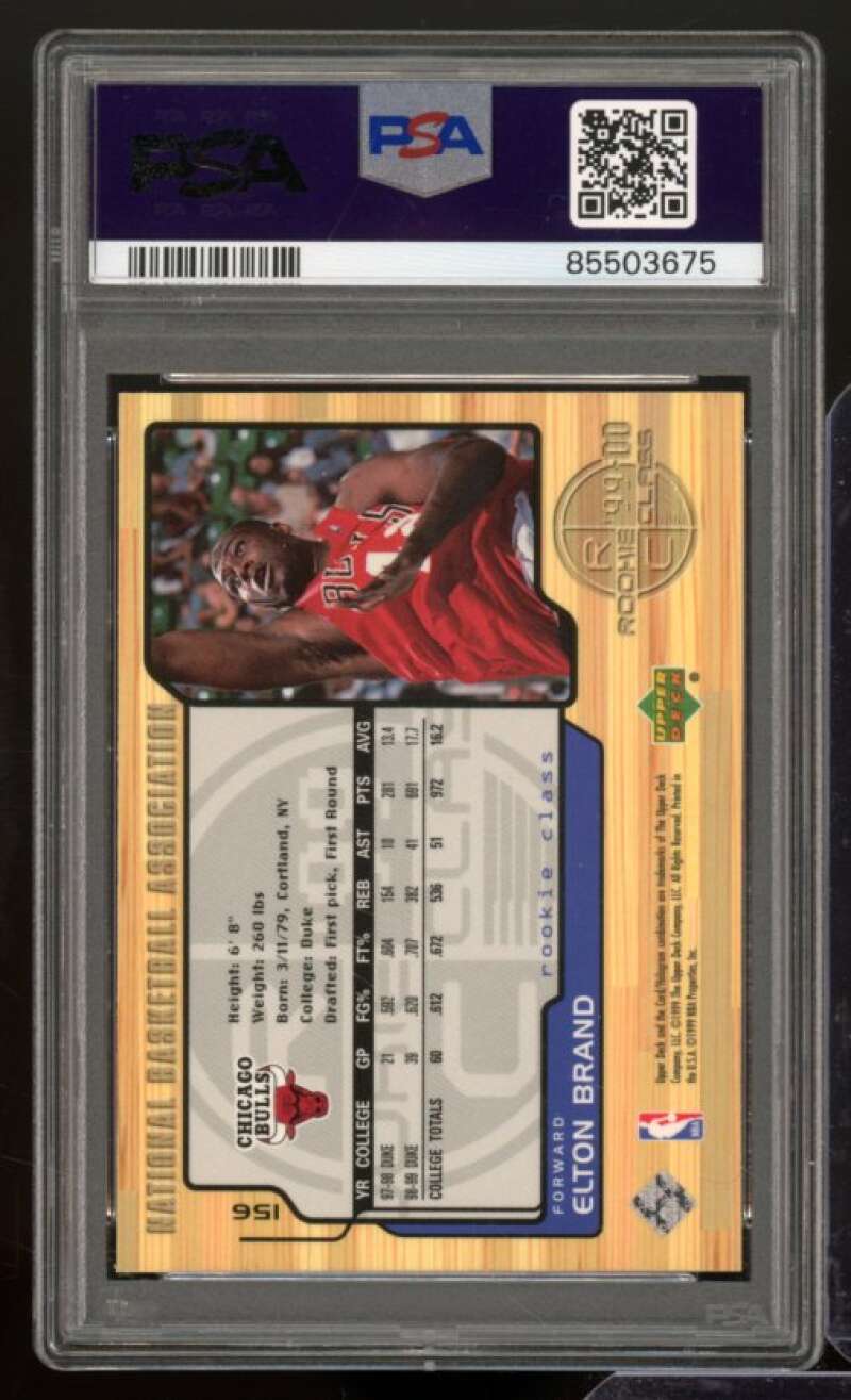 Elton Brand Rookie Card 1999-00 Upper Deck #156 PSA 9 Image 2