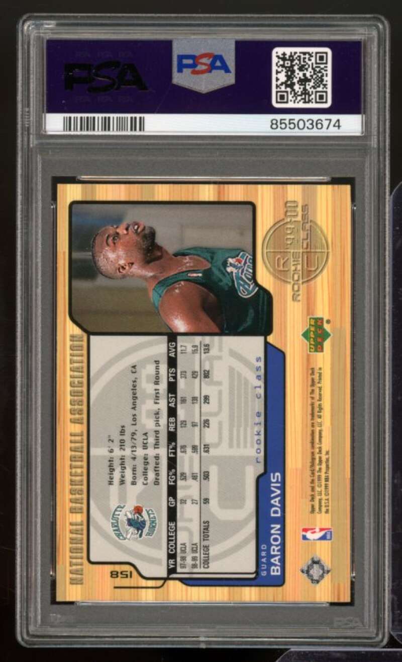 Baron Davis Rookie Card 1999-00 Upper Deck #158 PSA 9 Image 2