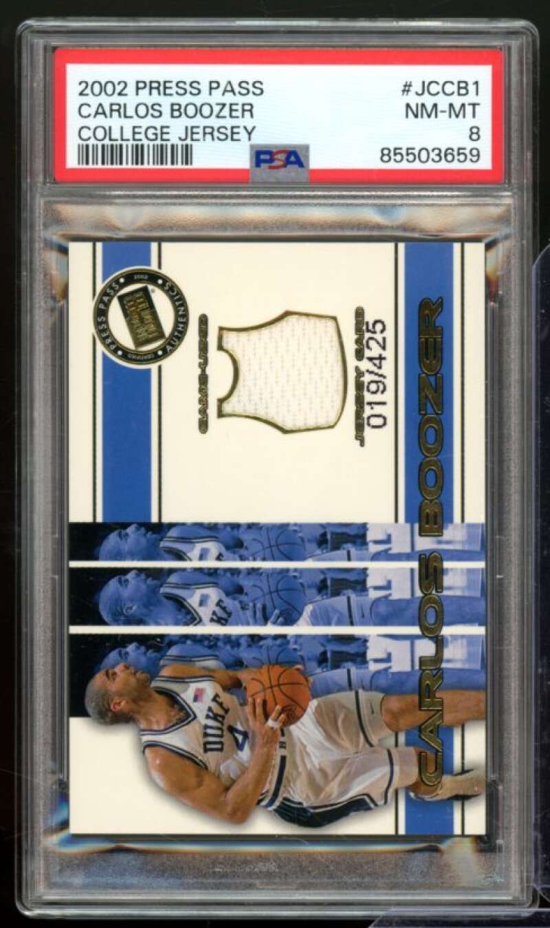 Carlos Boozer Rookie Card 2002 Press Pass College Jersey #JCCB1 PSA 8 Image 1