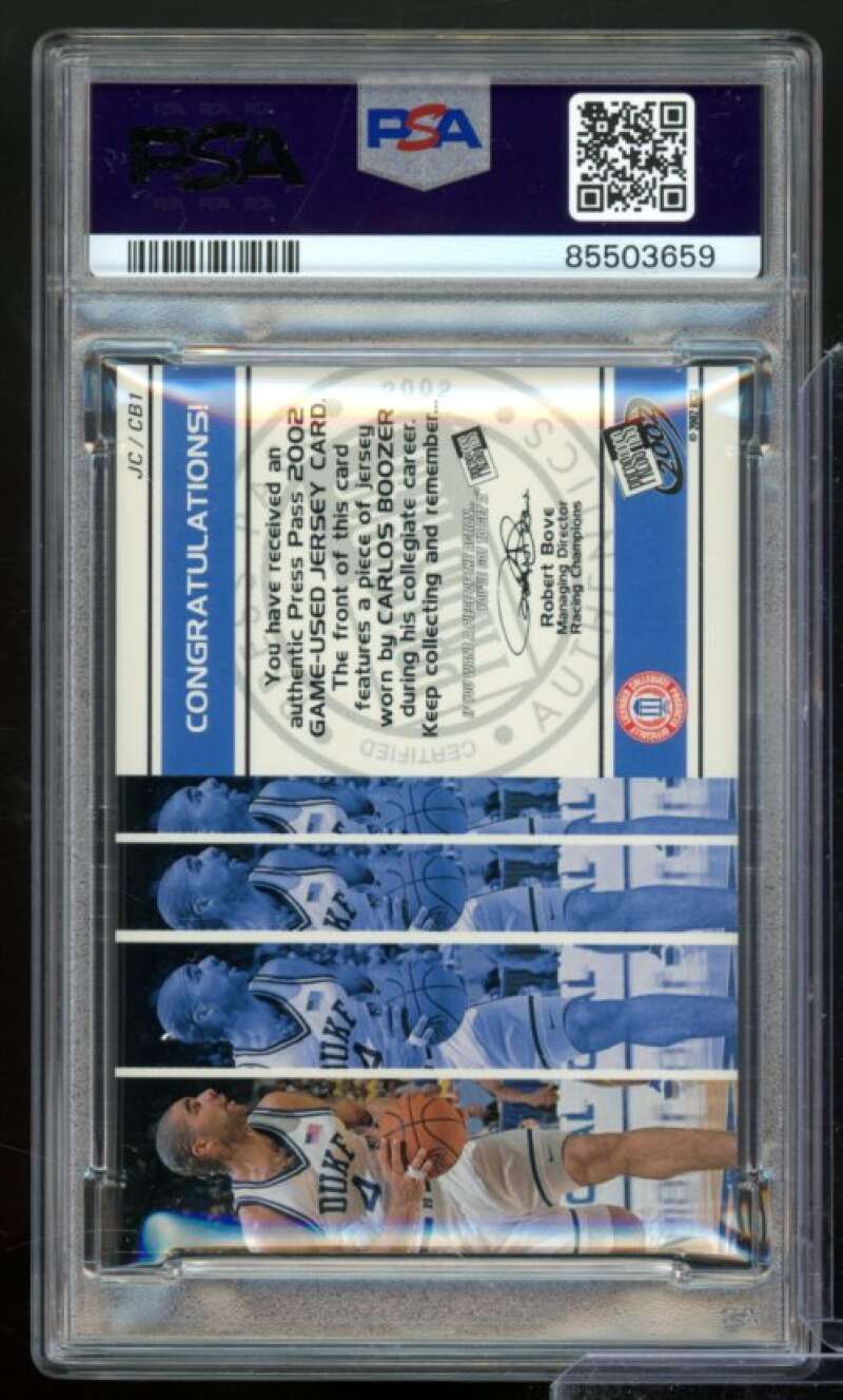 Carlos Boozer Rookie Card 2002 Press Pass College Jersey #JCCB1 PSA 8 Image 2