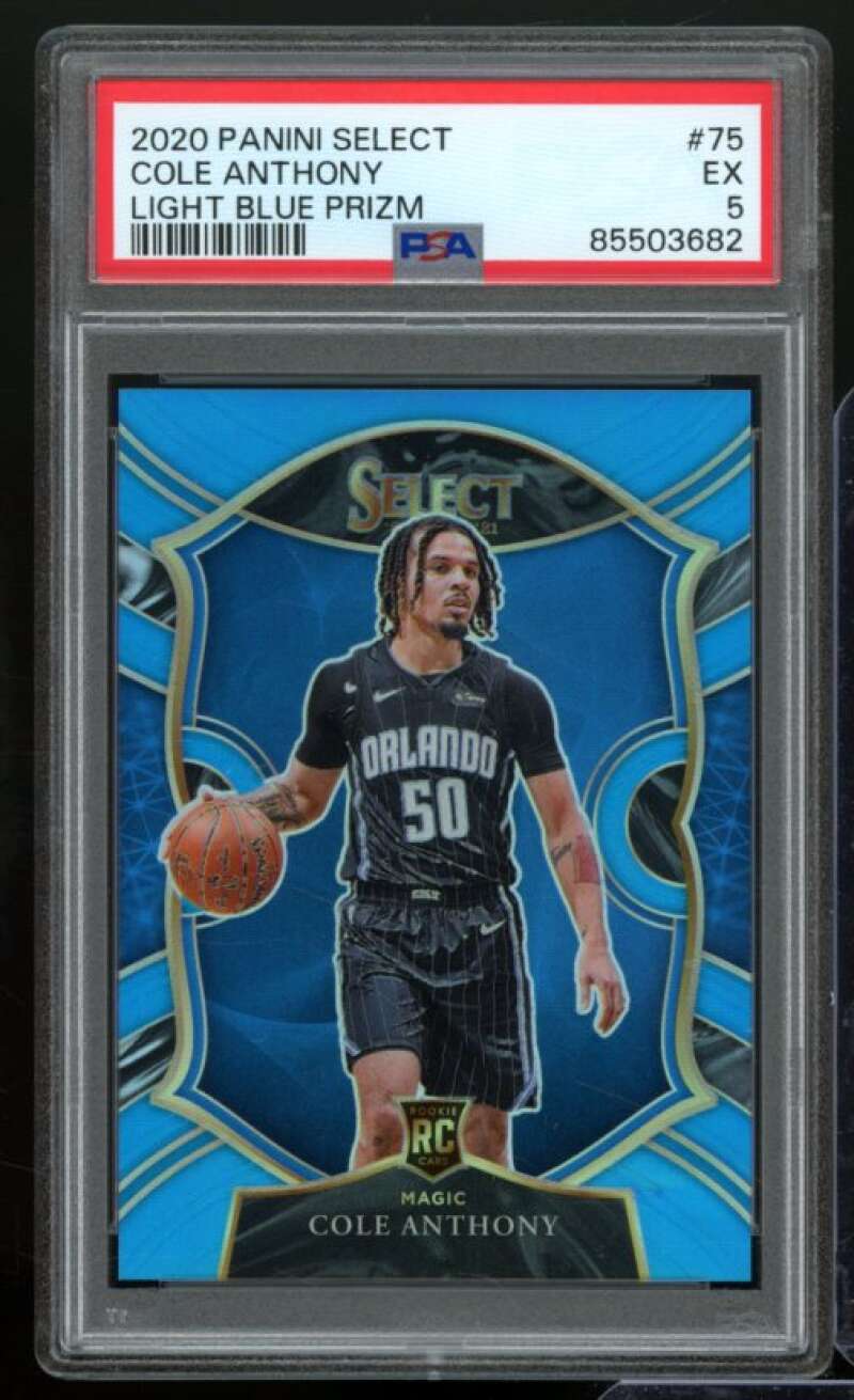 Cole Anthony Rookie Card 2020-21 Panini Select Light Blue Prizm #75 PSA 5 Image 1