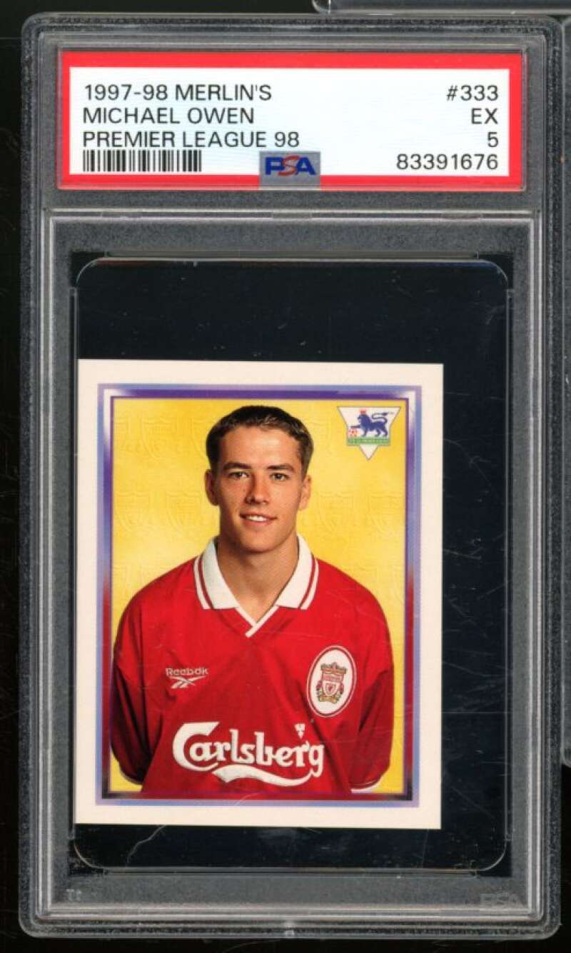 Michael Owen Rookie Card 1997 Merlin's Premier League #333 PSA 5 Image 1