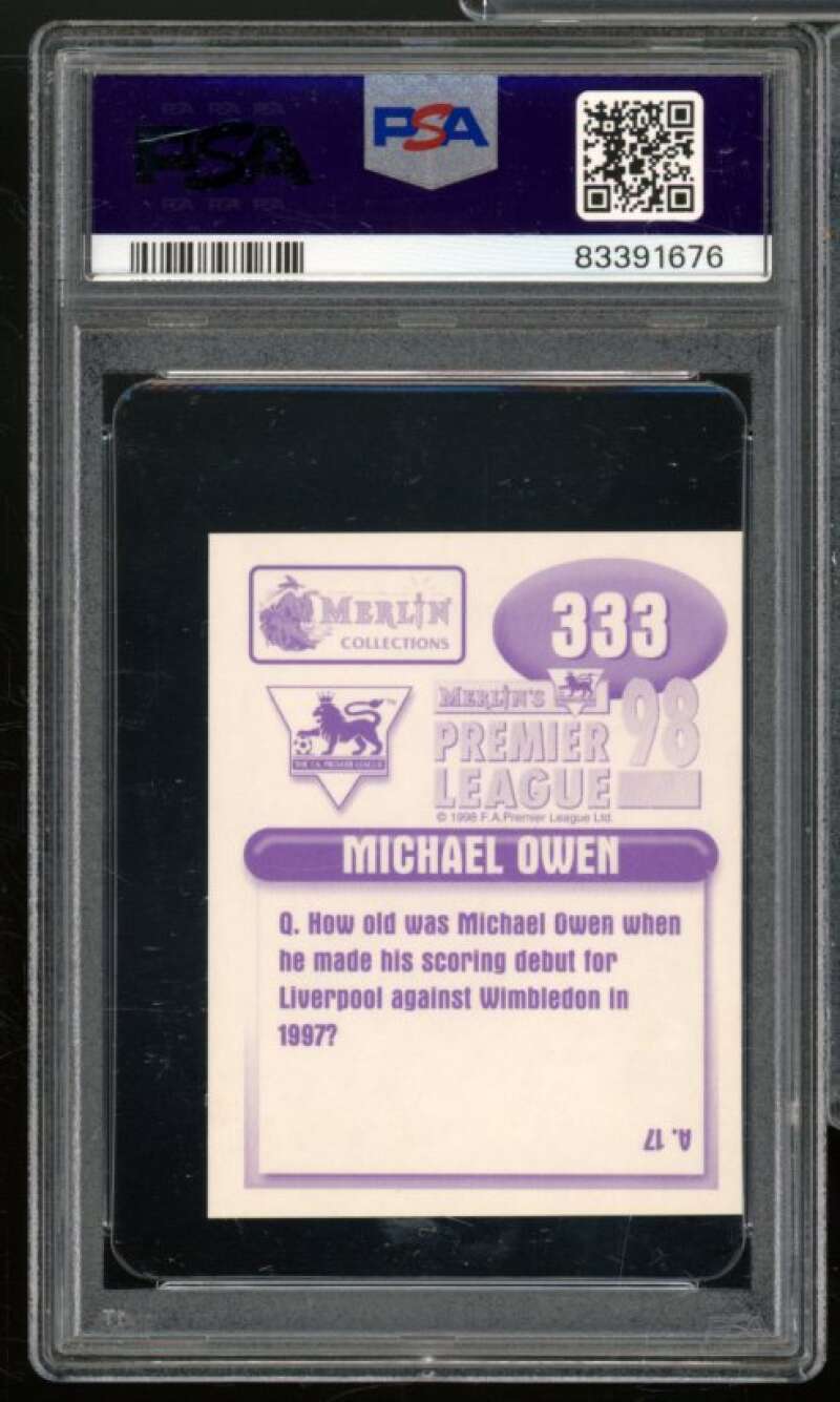 Michael Owen Rookie Card 1997 Merlin's Premier League #333 PSA 5 Image 2