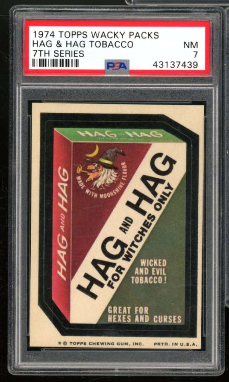 Hag &amp; Hag Tobacco Card 1974 Topps Wacky Packs 7th Series #nno PSA 7 Image 1