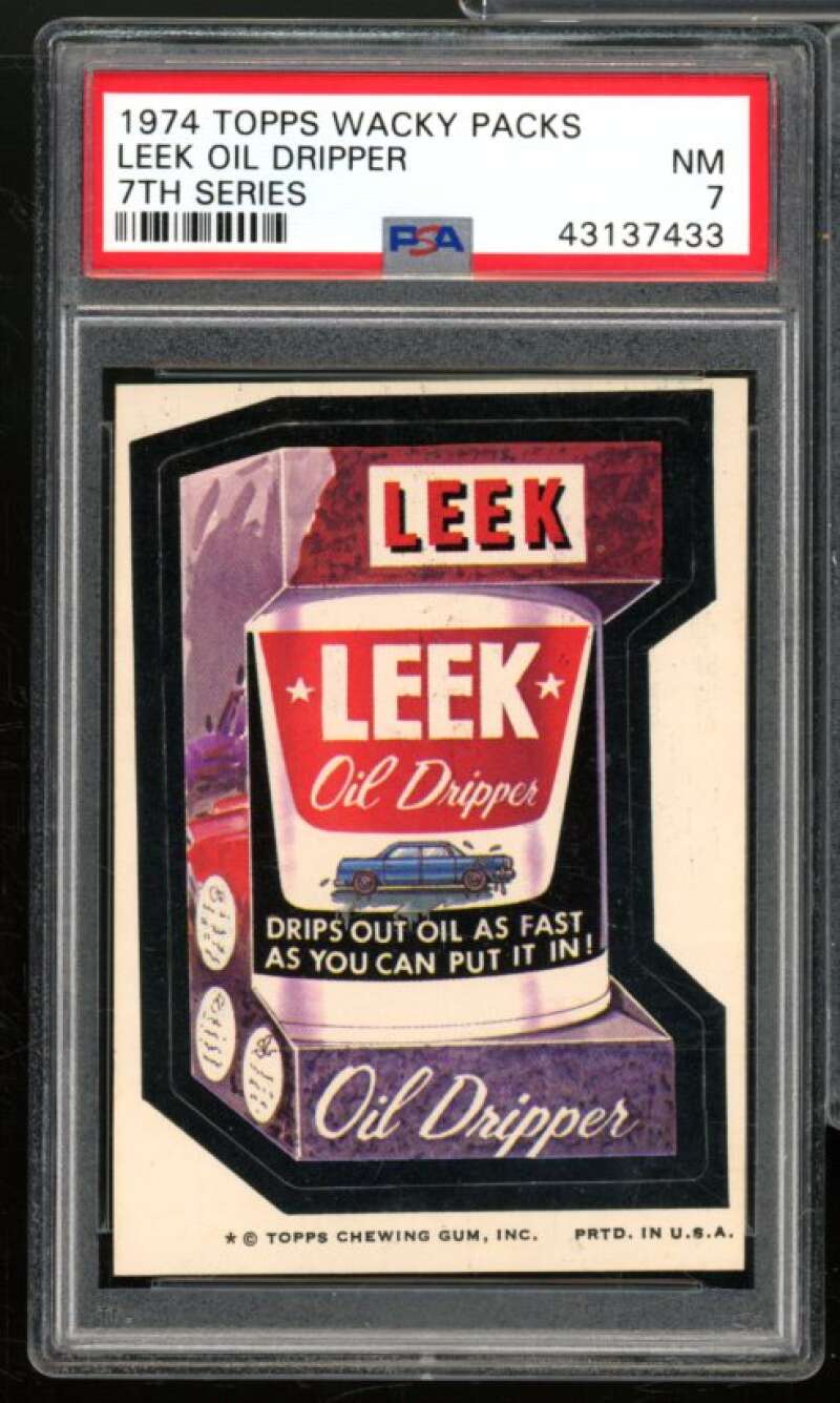 Leek Oil Dripper Card 1974 Topps Wacky Packages 7th Series PSA 7 Image 1