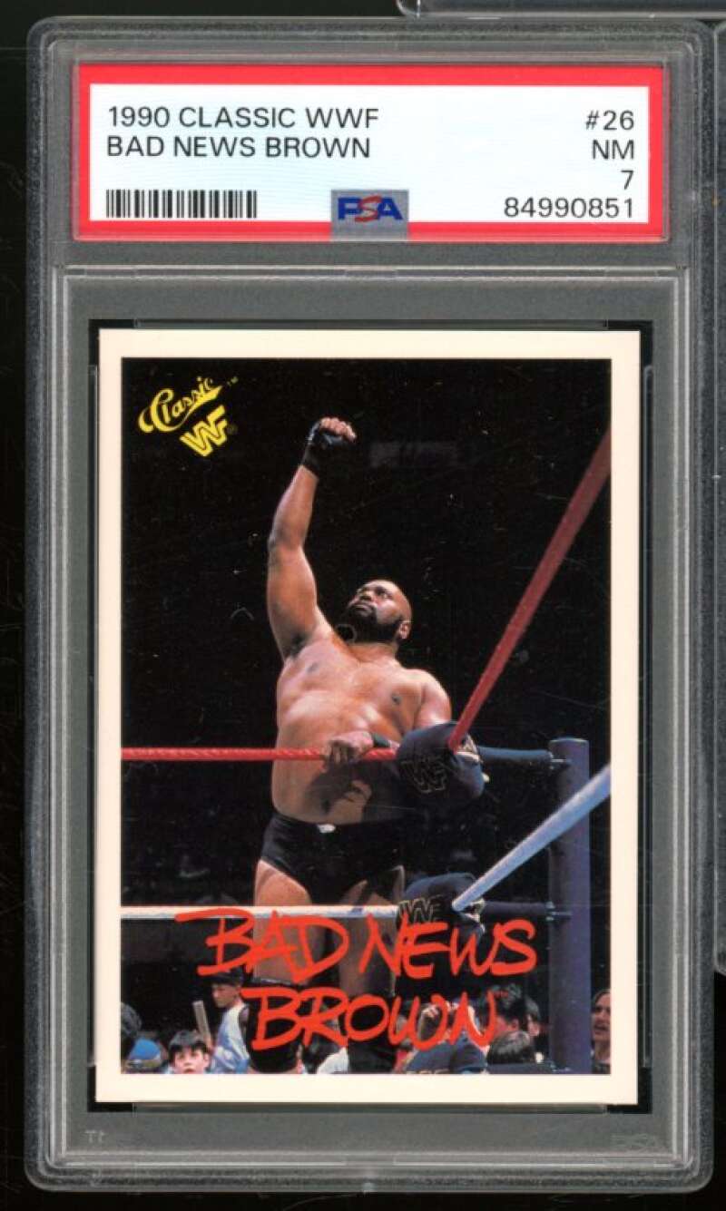 Bad News Brown Card 1990 Classic WWF #26 PSA 7 Image 1