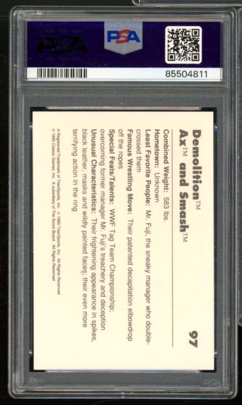 Smash Demolition Card 1990 Classic WWF #97 PSA 7 Image 2