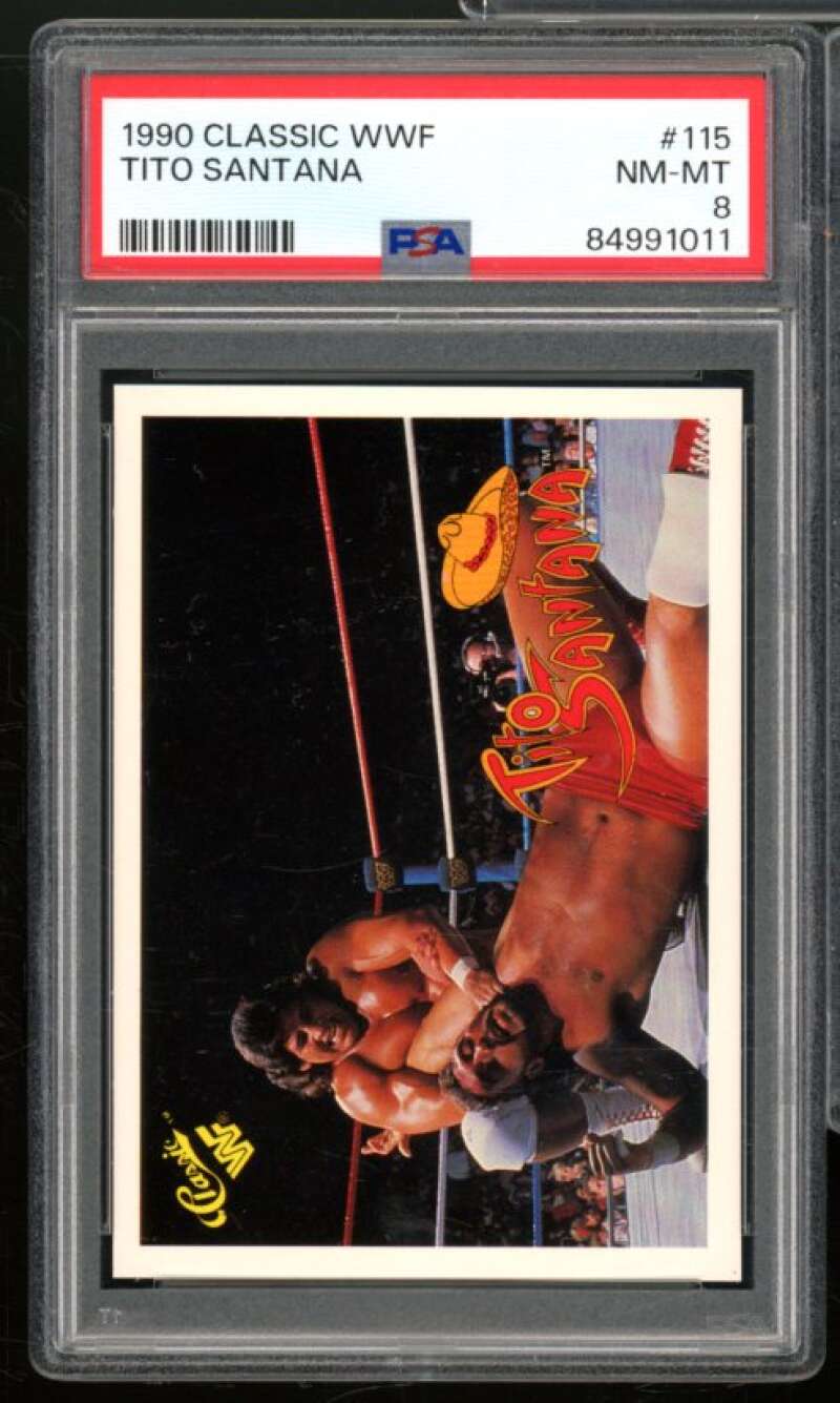 Tito Santana Card 1990 Classic WWF #115 PSA 8 Image 1