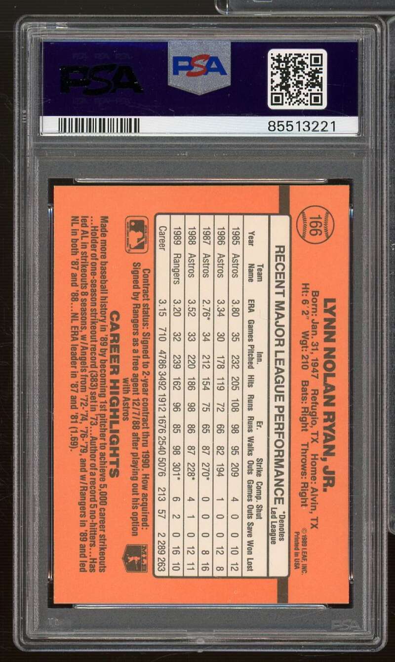 Nolan Ryan Card 1990 Donruss #166 PSA 8 Image 2