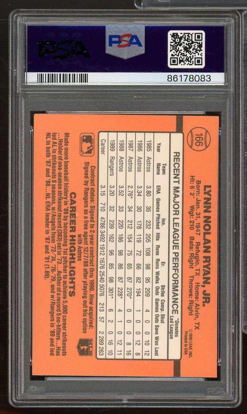 Nolan Ryan Card 1990 Donruss #166 PSA 9 Image 2