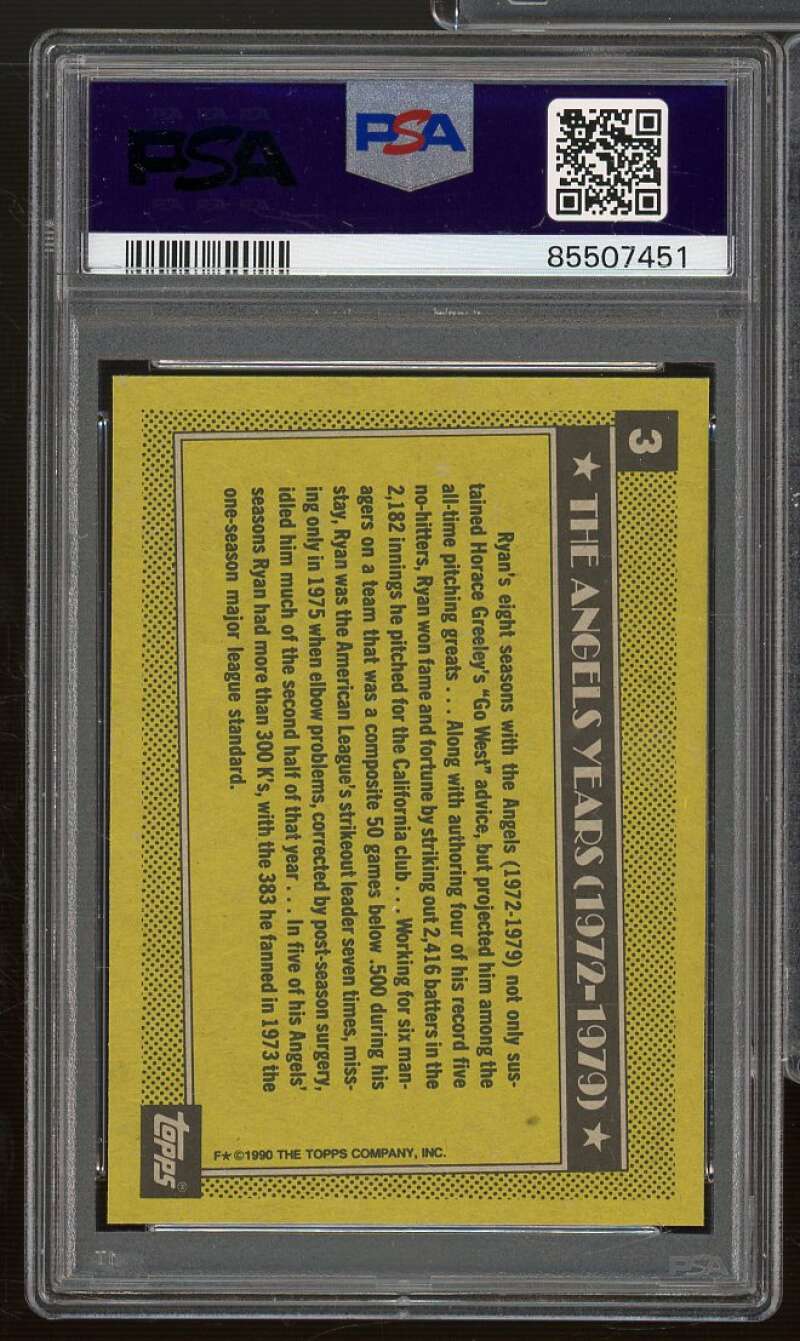 Nolan Ryan Card 1990 Topps #3 PSA 8 Image 2