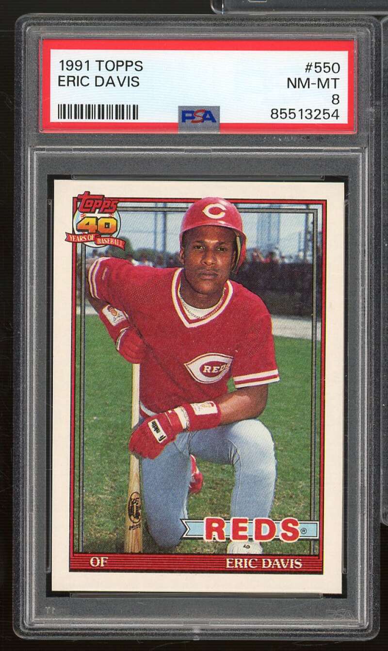 Eric Davis Card 1991 Topps #550 PSA 8 Image 1