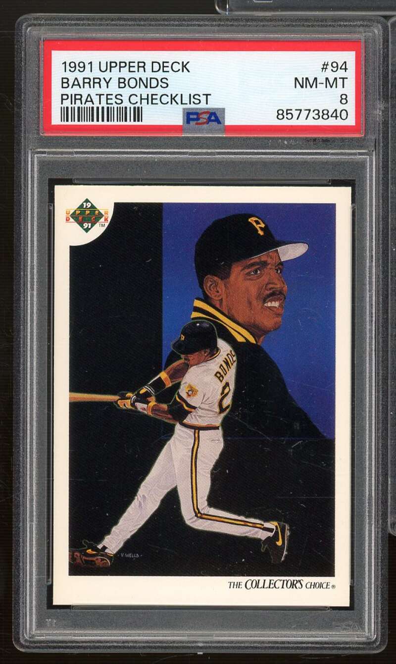 Barry Bonds Card 1991 Upper Deck #94 PSA 8 Image 1