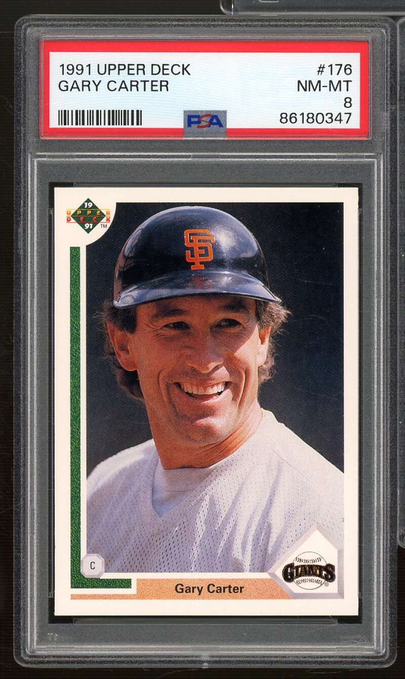 Gary Carter Card 1991 Upper Deck #176 PSA 8 Image 1