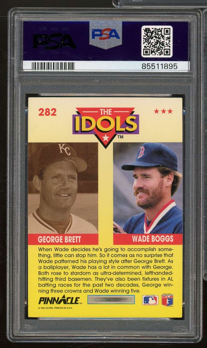 George Brett / Wade Boggs Card 1992 Pinnacle #282 PSA 9 Image 2