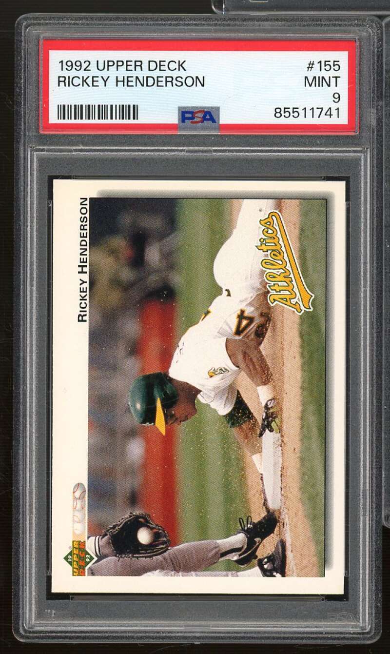 Rickey Henderson Card 1992 Upper Deck #155 PSA 9 Image 1