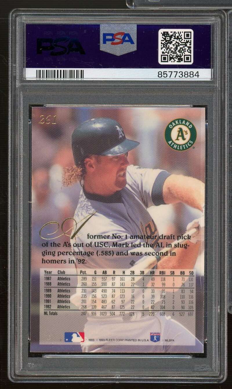 Mark McGwire Card 1993 Flair #261 PSA 7 Image 2