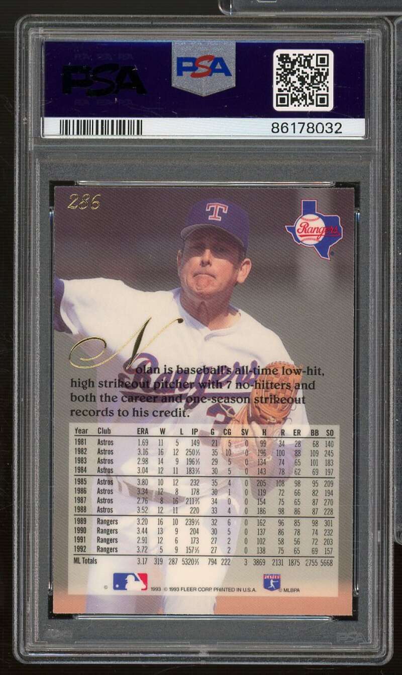 Nolan Ryan Card 1993 Flair #286 PSA 8 Image 2