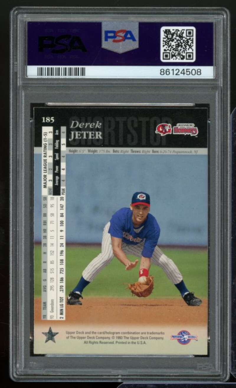 Derek Jeter Card 1994 Upper Deck Minor League #185 PSA 8 Image 2