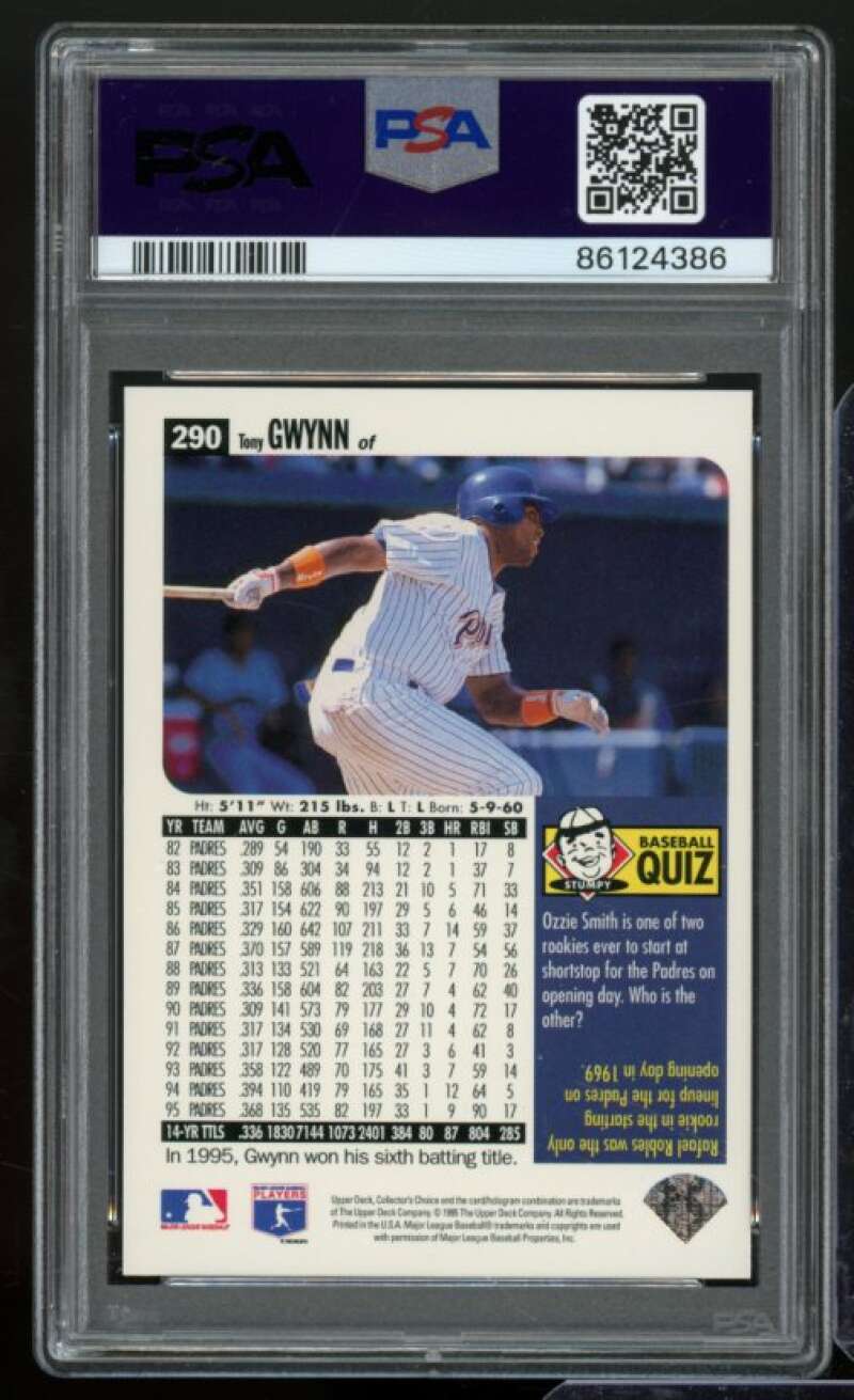 Tony Gwynn Card 1996 Collector's Choice #290 PSA 9 Image 2