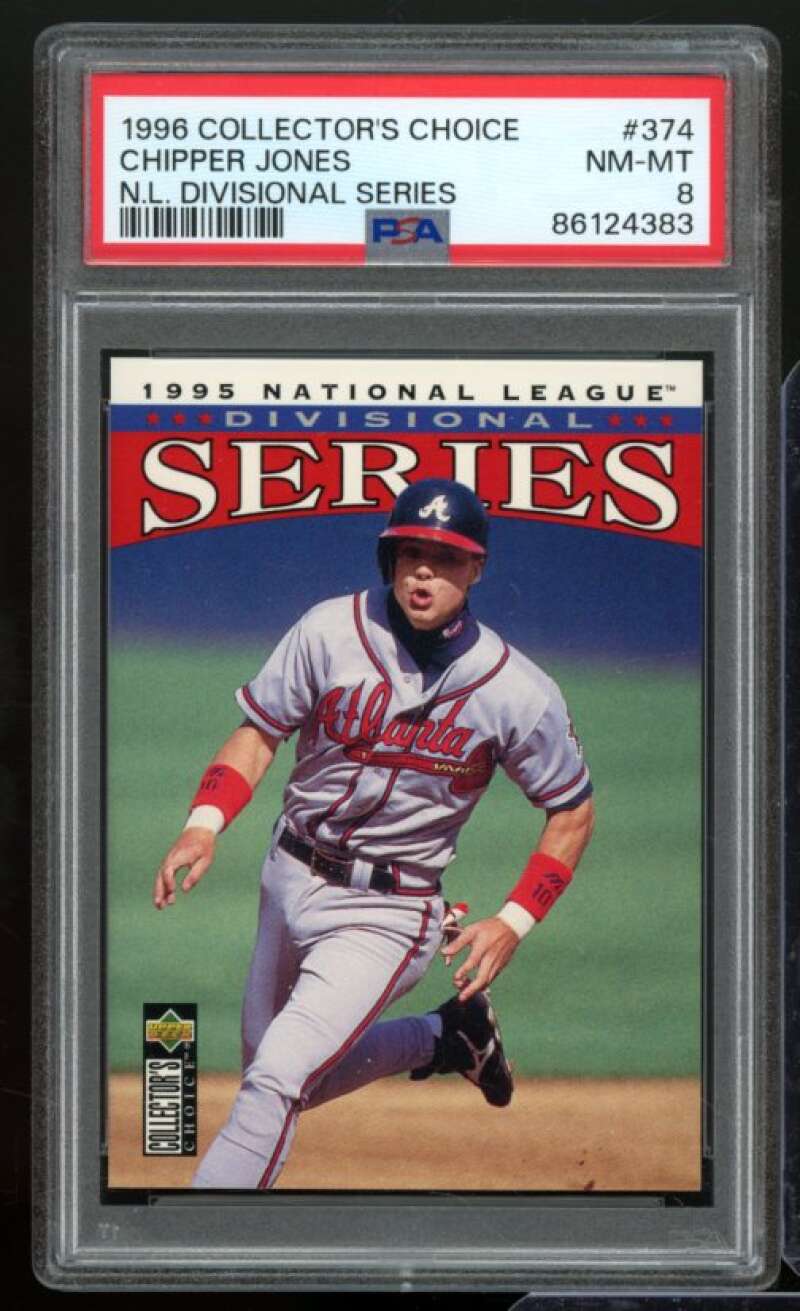 Chipper Jones Card 1996 Collector's Choice #374 PSA 8 Image 1