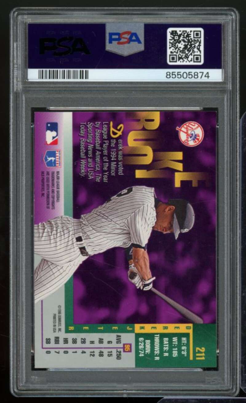 Derek Jeter Gold Leaf Rookie Card 1996 Leaf #211 PSA 8 Image 2